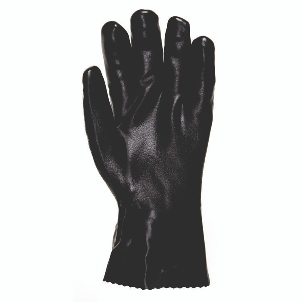 MCR SAFETY 6524SJ Double-Dipped PVC Gloves, 14" Long, Large, Black, 12 Pairs