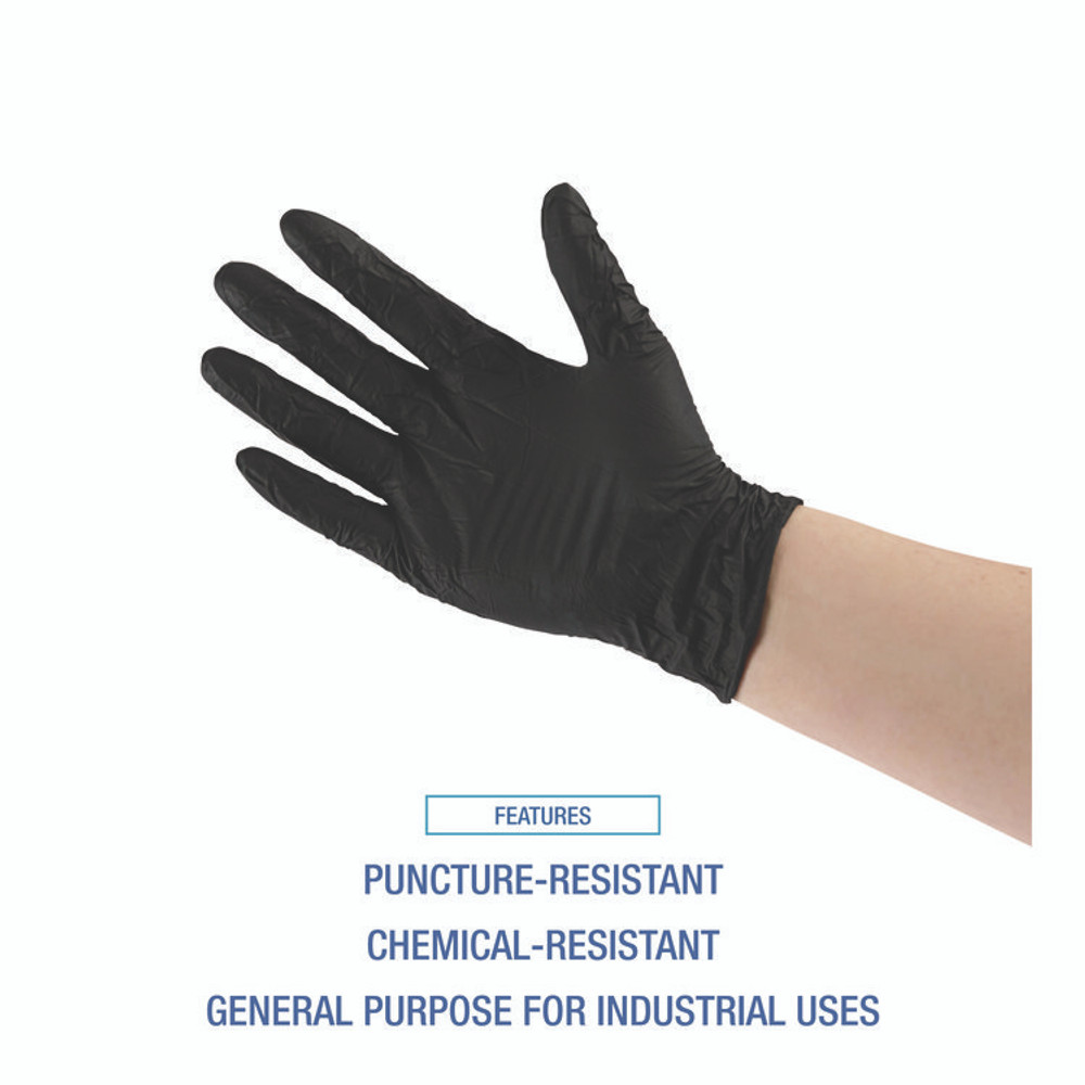 BOARDWALK 396SCTA 396 Series Disposable General-Purpose Nitrile Gloves, Powder-Free, Small, 4.4 mil Thick, 9.5" Long, Black, 100/BX, 10 BX/CT
