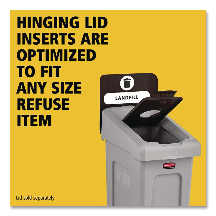 RUBBERMAID COMMERCIAL PROD. 2185053 Slim Jim Recycling Station Kit, 1-Stream Landfill, 23 gal, Plastic, Gray/Black