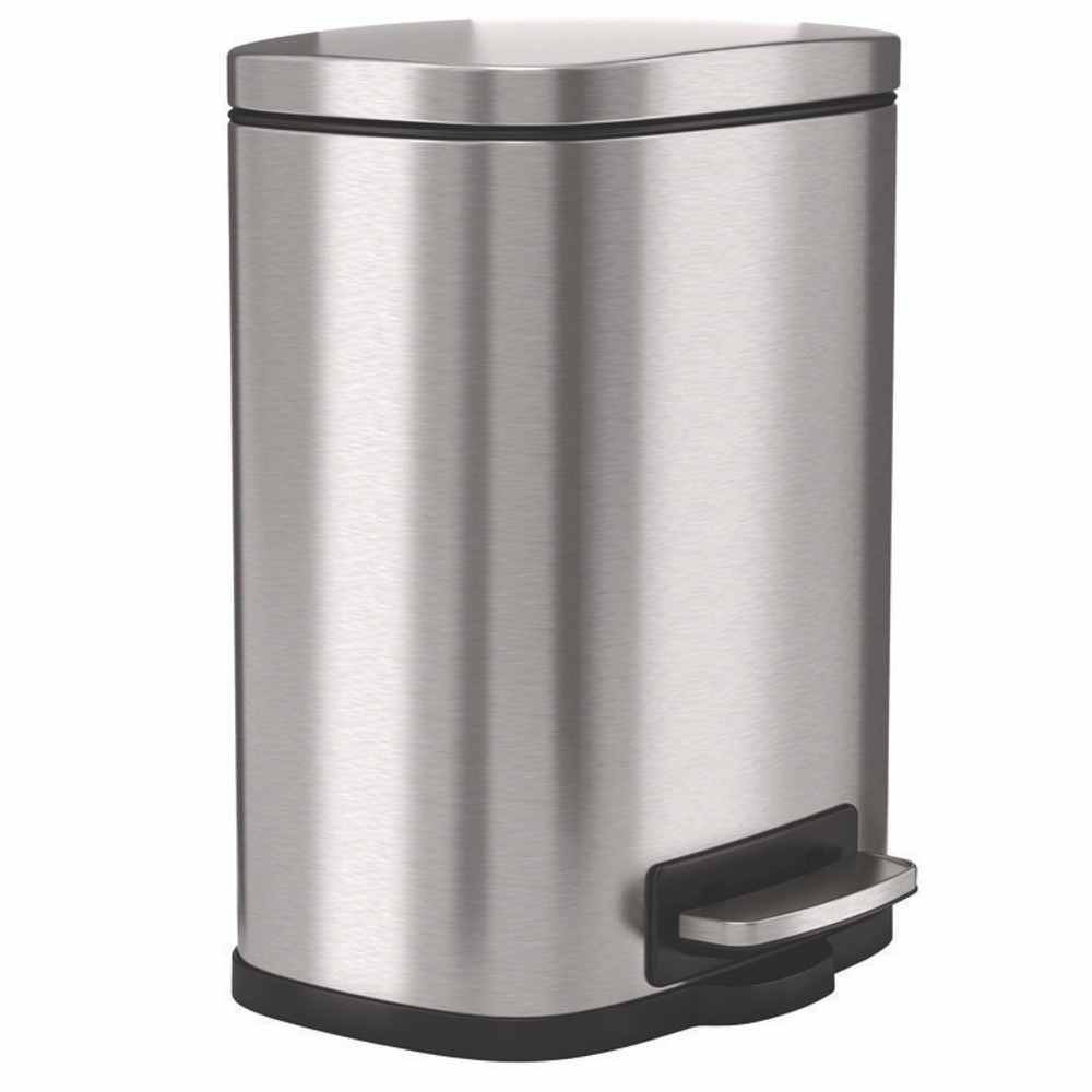 HLS COMMERCIAL HLSS01RFR Fire-Resistant Step Pedal Trash Can, 1.3 gal, Plastic/Stainless Steel, Silver