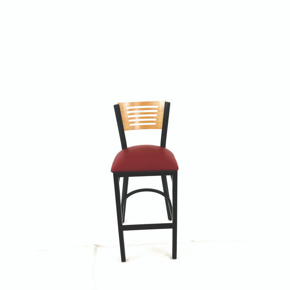 JMC FURNITURE JRBBVBURD Jones River Series Barstool, Supports Up to 300 lb, 28.5" Seat Height, Burgundy Seat, Natural Back, Black Base