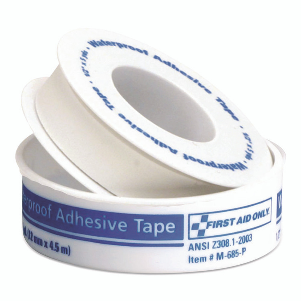 FIRST AID ONLY, INC. 730014 Waterproof-Adhesive Medical Tape with Dispenser, Acrylic, 0.5" x 15 ft, White