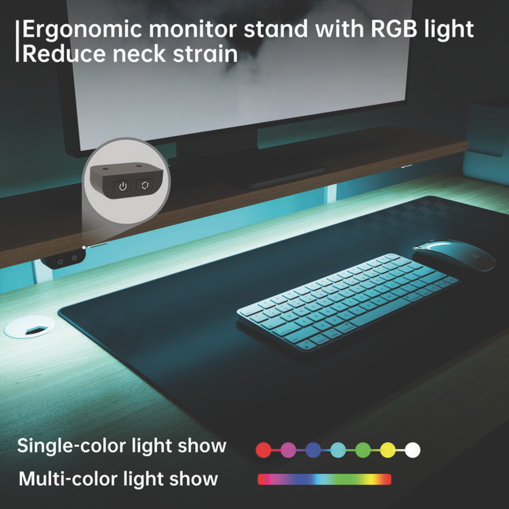 EUREKA ERGONOMIC L60RMW L-Shaped Standing Desk with Keyboard Tray, Right Desk, 61.25" x 43.25" x 34.38" to 52.88", Maple White/White
