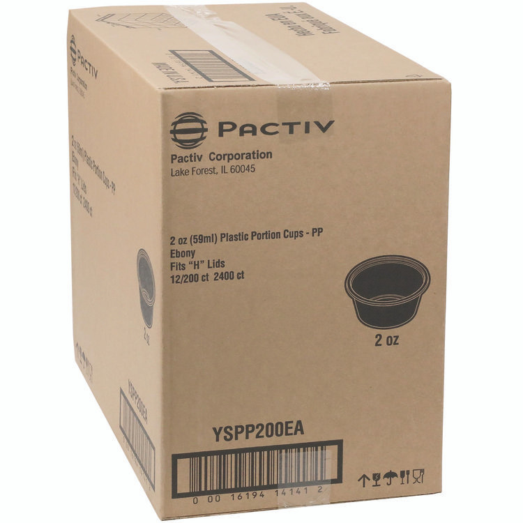 PACTIV EVERGREEN CORPORATION YSPP200EA Plastic Portion Cup, 2 oz., Black, 2,400/Carton