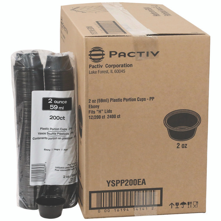 PACTIV EVERGREEN CORPORATION YSPP200EA Plastic Portion Cup, 2 oz., Black, 2,400/Carton
