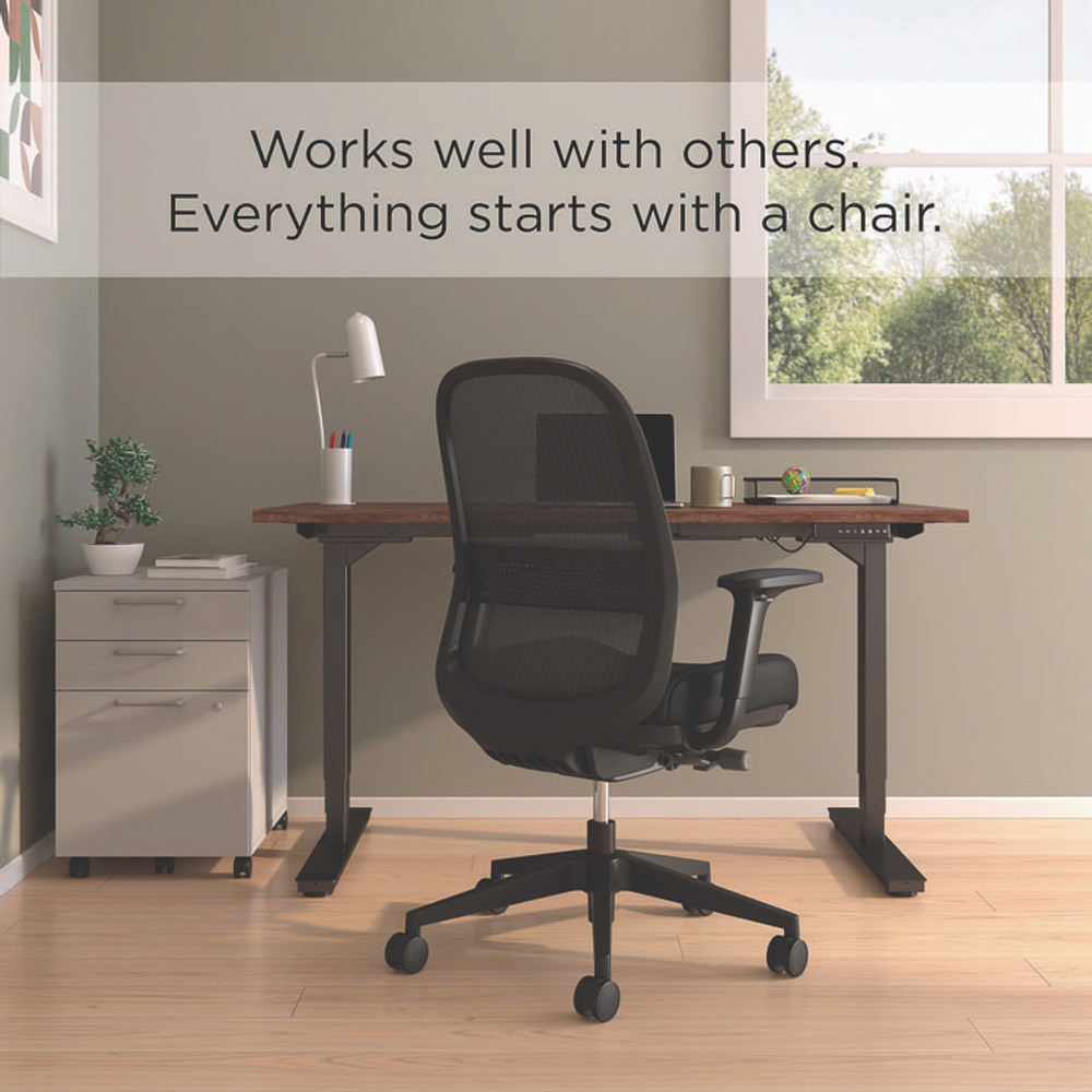 ALERA KP42BME17 Alera Kempton Ergonomic Fabric Mesh Swivel Task Chair, Supports Up to 275lb, 18.31 to 22.17 Seat Height, Black Seat/Back/Base