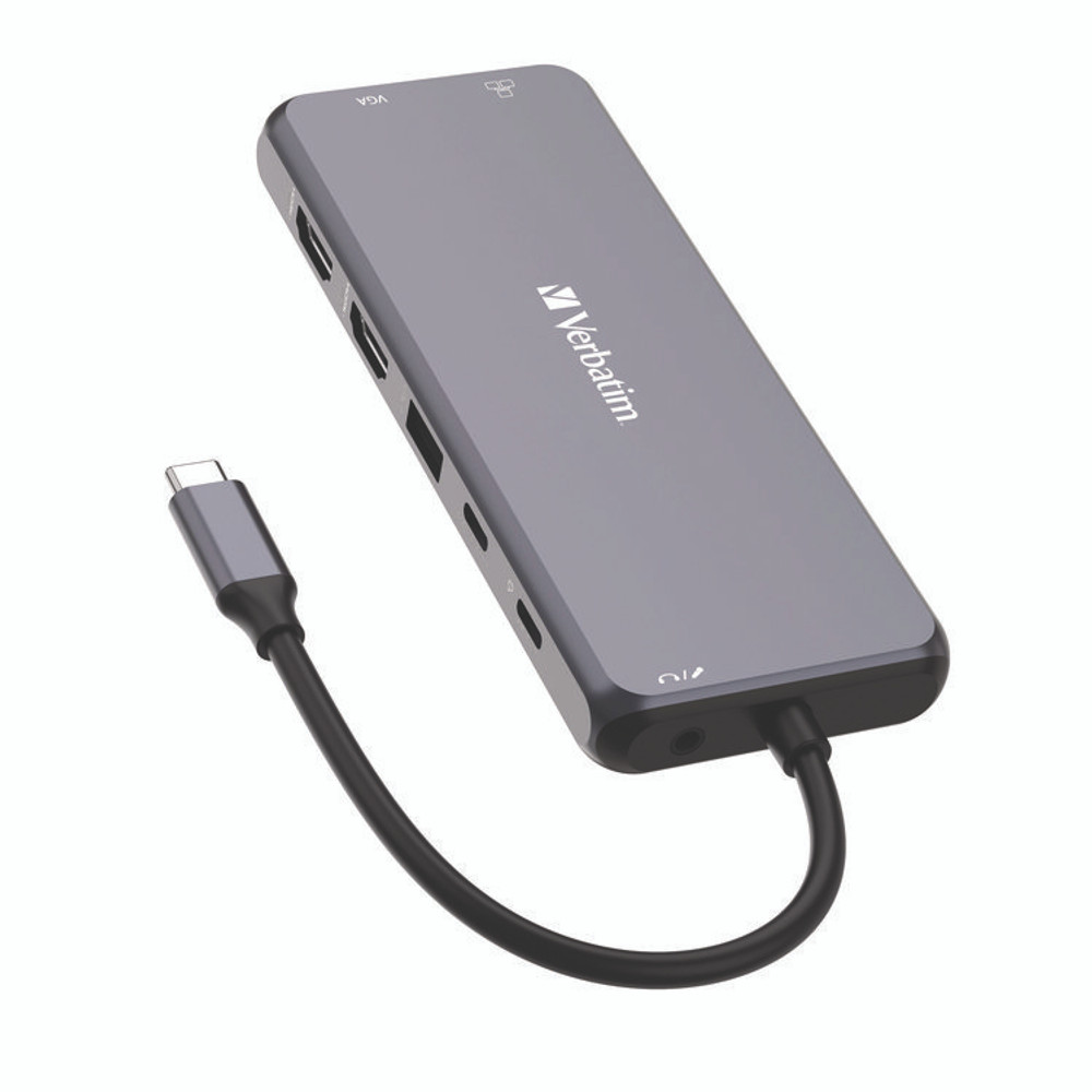 VERBATIM CORPORATION 32154 USB-C Pro Multiport Hub14 Port, Gray