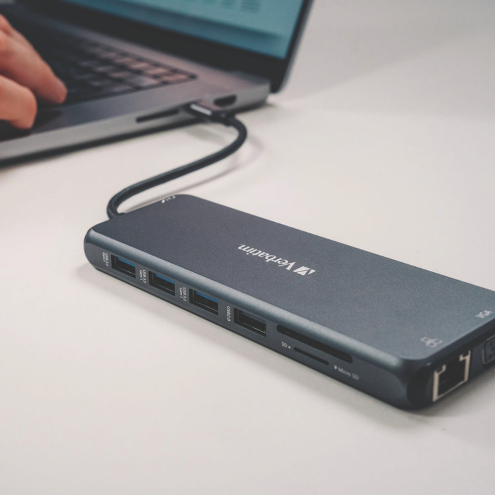 VERBATIM CORPORATION 32154 USB-C Pro Multiport Hub14 Port, Gray
