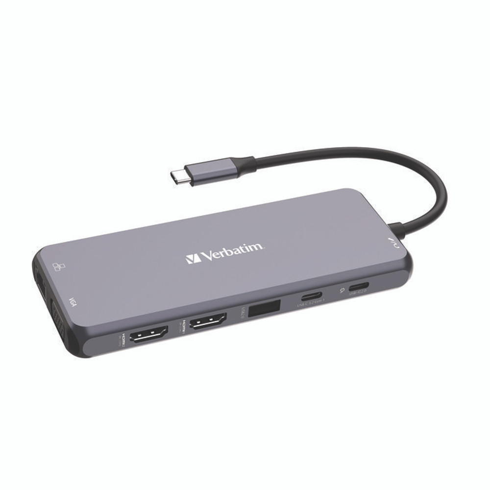 VERBATIM CORPORATION 32154 USB-C Pro Multiport Hub14 Port, Gray