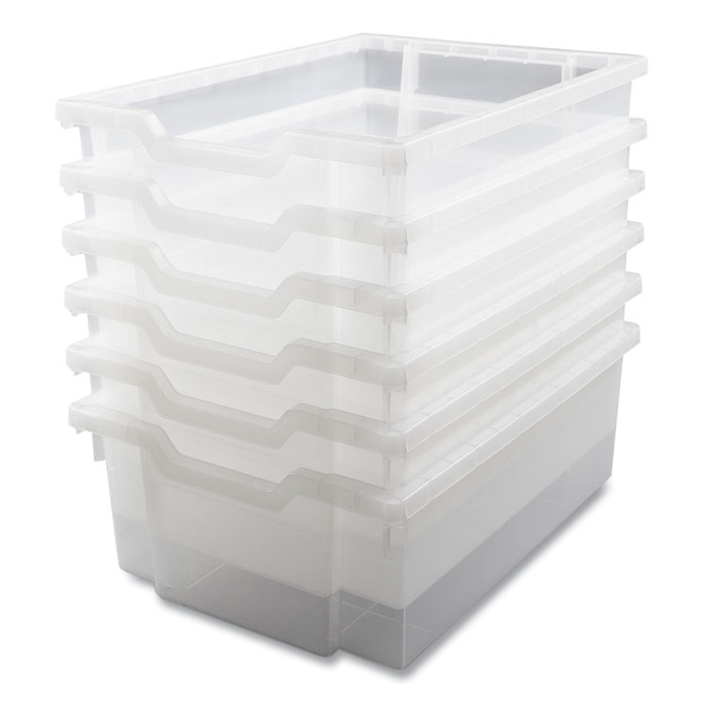 GRATNELLS USA, LLC FS0220P6 F2 Deep Trays for Gratnells Storage Frames and Trolleys, 3.57 gal Capacity, 12.28" x 16.81" x 6.25", Trans Frost, 6/Pack