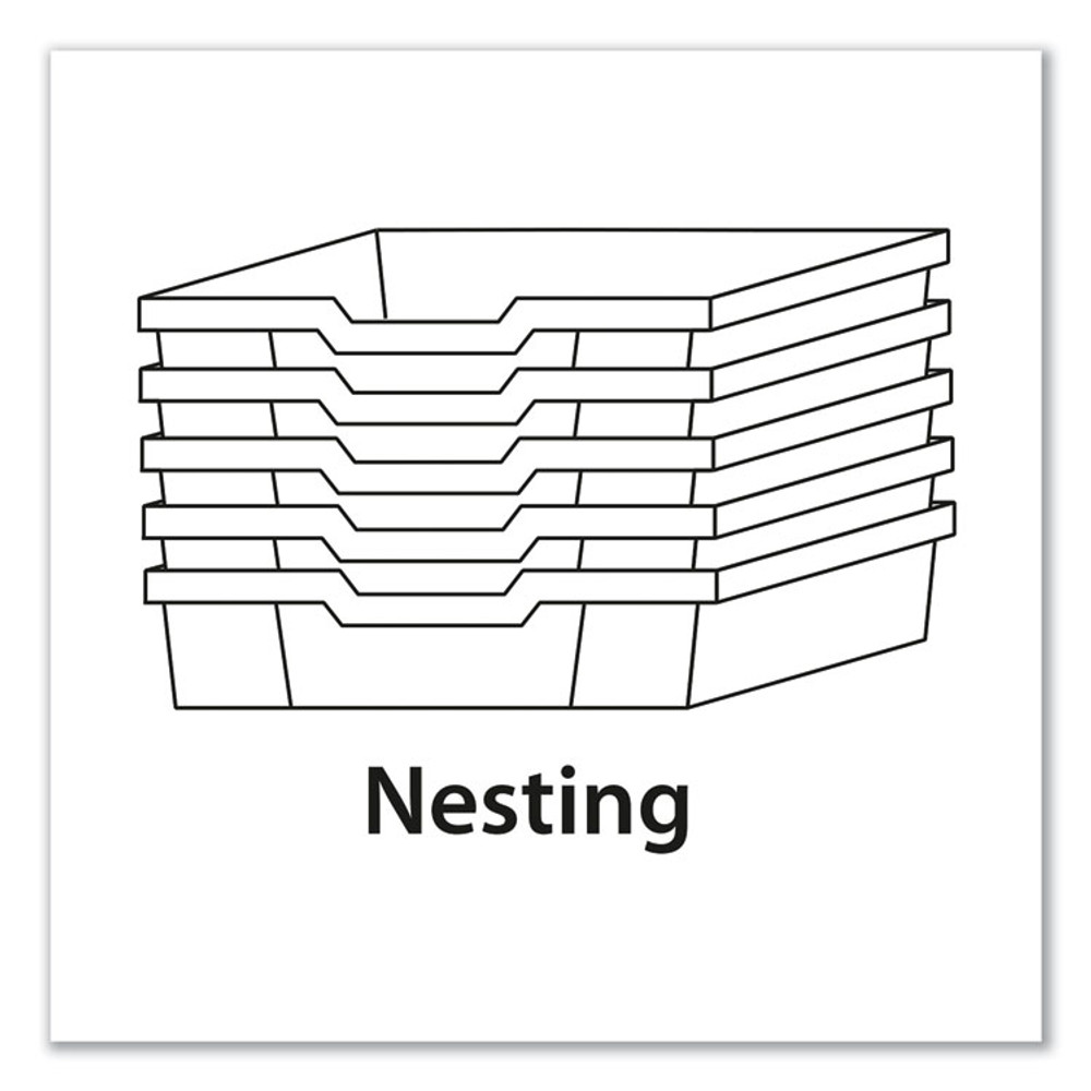 GRATNELLS USA, LLC FS0220P6 F2 Deep Trays for Gratnells Storage Frames and Trolleys, 3.57 gal Capacity, 12.28" x 16.81" x 6.25", Trans Frost, 6/Pack