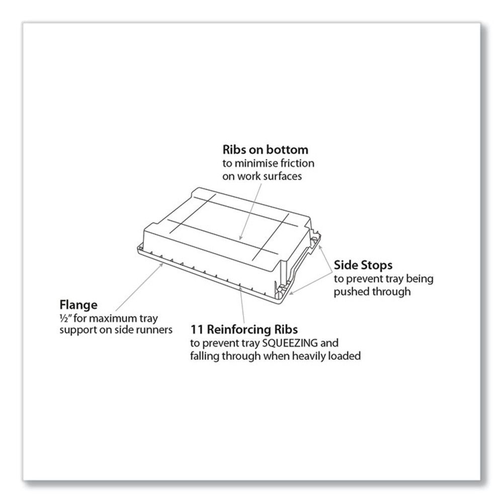 GRATNELLS USA, LLC FS0220P6 F2 Deep Trays for Gratnells Storage Frames and Trolleys, 3.57 gal Capacity, 12.28" x 16.81" x 6.25", Trans Frost, 6/Pack
