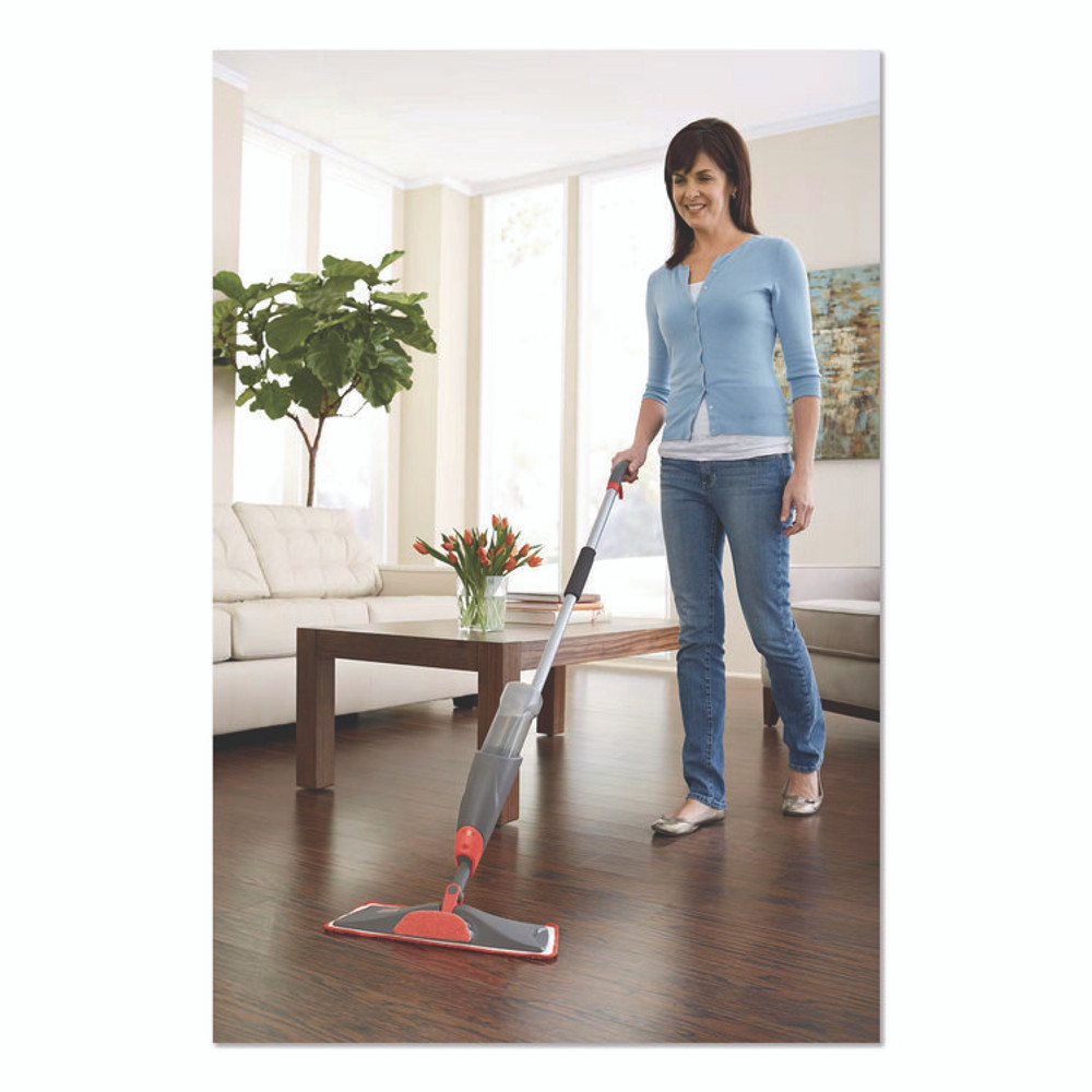 RUBBERMAID COMMERCIAL PROD. 1M15 GRYRD Reveal Microfiber Spray Mop Kit, Microfiber Head, 54.5" Silver/Black Handle