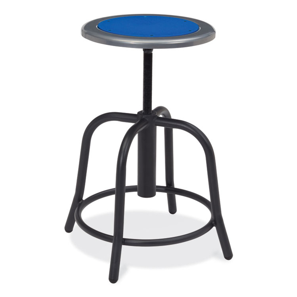 NATIONAL PUBLIC SEATING NPS® 682510 6800 Series Height Adjustable Metal Seat Stool, Supports Up to 300 lb, 18" to 24" Seat Height, Persian Blue Seat/Black Base