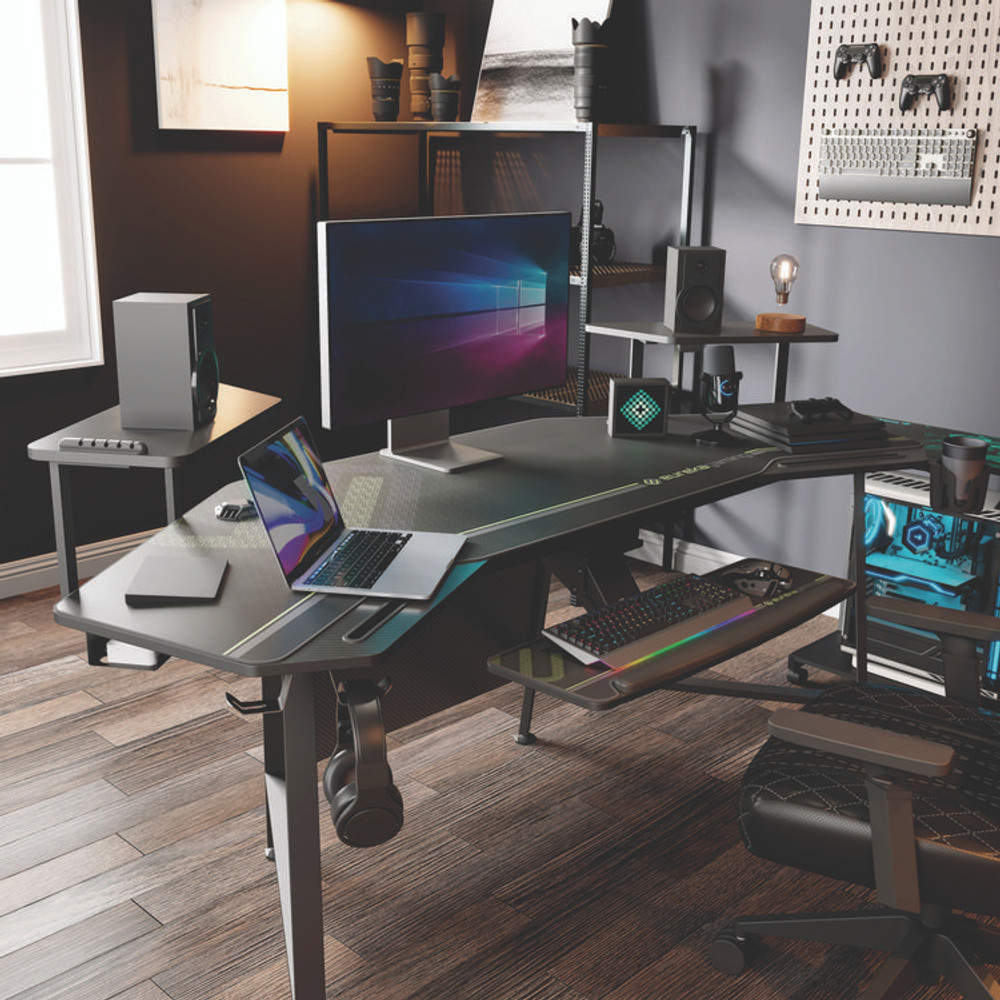 EUREKA ERGONOMIC E70B Aero Gaming Desk, 72.06" x 23.63" x 38", Black