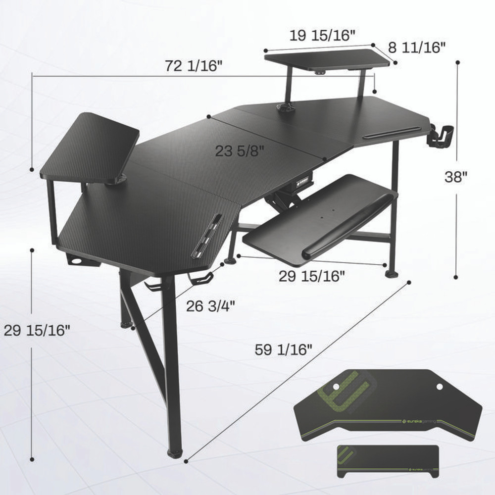 EUREKA ERGONOMIC E70B Aero Gaming Desk, 72.06" x 23.63" x 38", Black