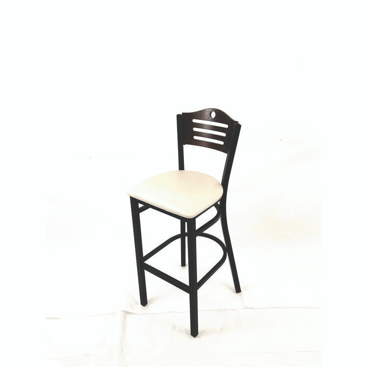 JMC FURNITURE EBBVCRMC Eagle Series Barstool, Supports Up to 300 lb, 28.5" Seat Height, Cream Seat, Dark Walnut Back, Black Base