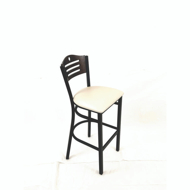 JMC FURNITURE EBBVCRMC Eagle Series Barstool, Supports Up to 300 lb, 28.5" Seat Height, Cream Seat, Dark Walnut Back, Black Base