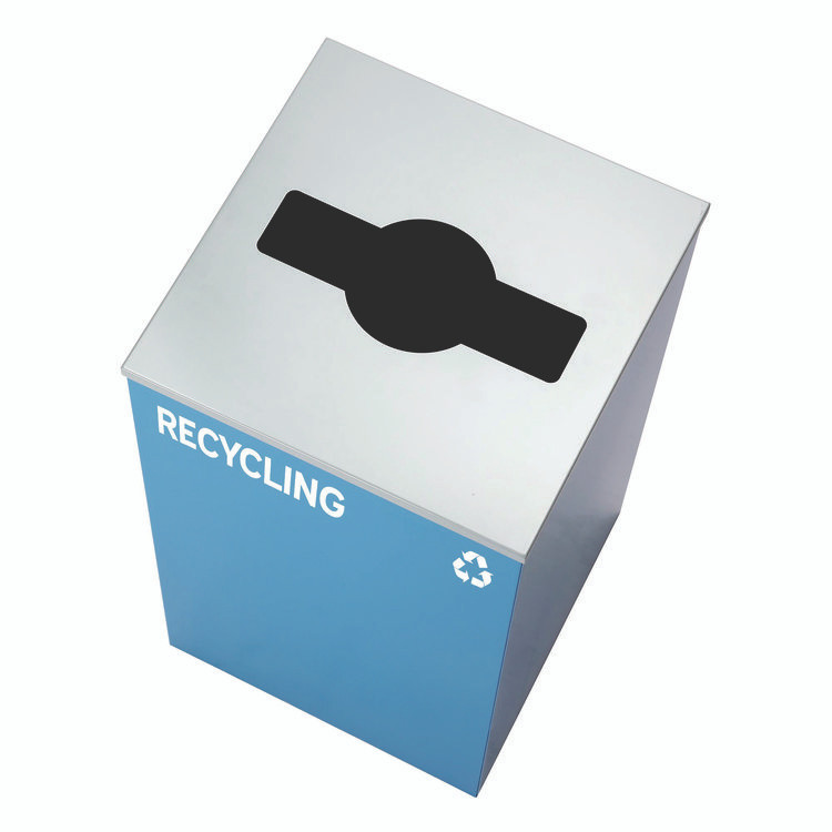 ALPINE INDUSTRIES 4450BLKKIT18 29 Gallon Trash/Recycling Cans, Steel, Blue Recycling Can/Mixed Lid, Green Compost Can and Black Trash Can with Square Lids