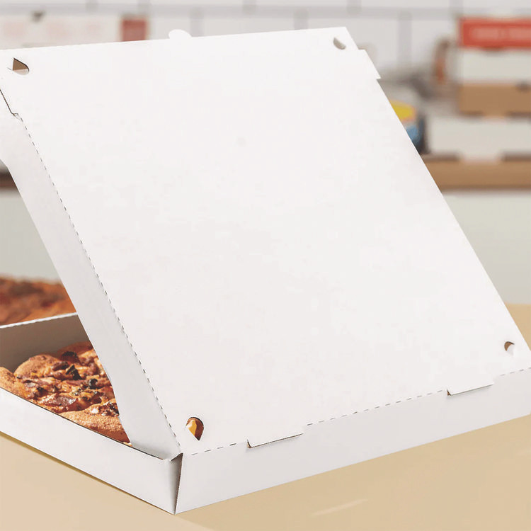 KARAT BY LOLLICUP FPPBF16W Corrugated Pizza Boxes, 16 x 16 x 1.97, White/Brown, 50/Carton