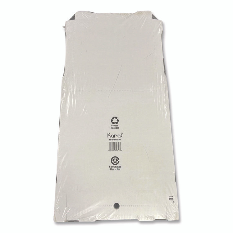 KARAT BY LOLLICUP FPPBF16W Corrugated Pizza Boxes, 16 x 16 x 1.97, White/Brown, 50/Carton