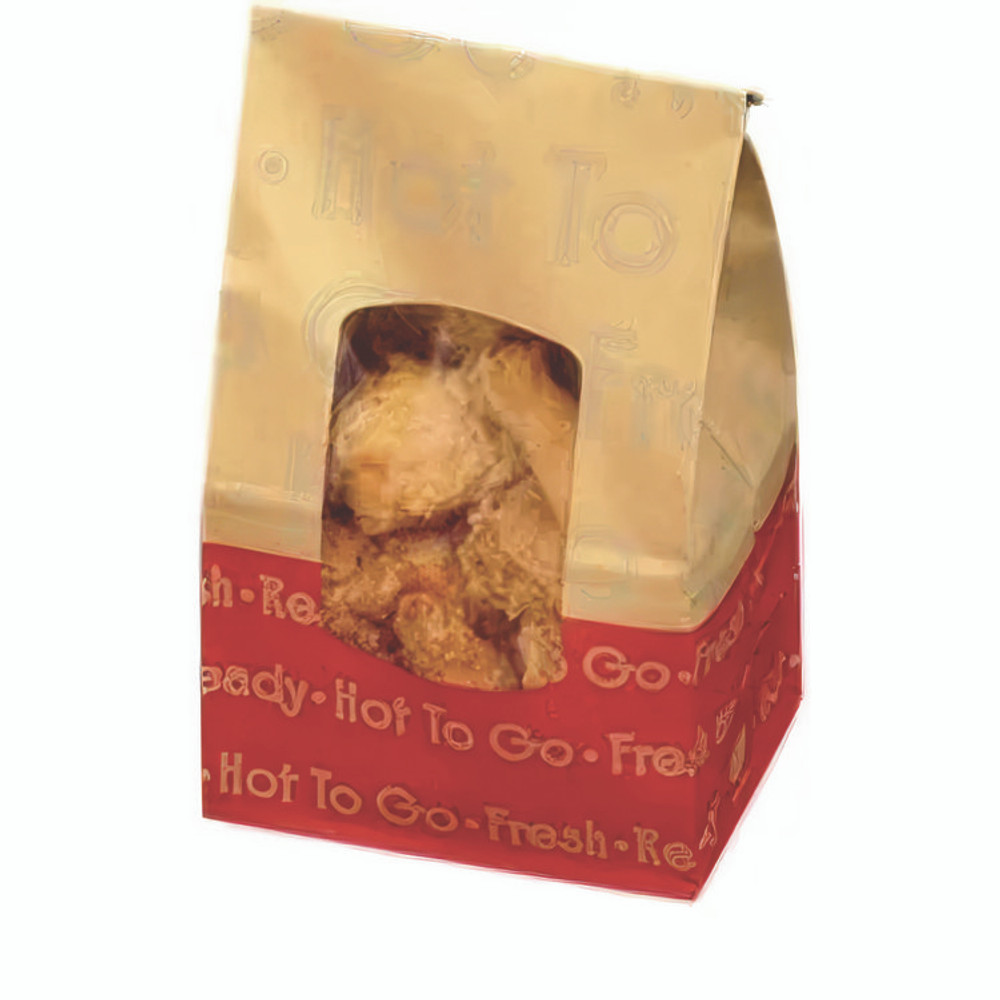 BAGCRAFT 300609 ToGo EcoCraft Grease-Resistant Deli Window Bag, Hot ToGo Labeling, 6.13 x 4 x 12.38, 8 lb Capacity, 500/Carton