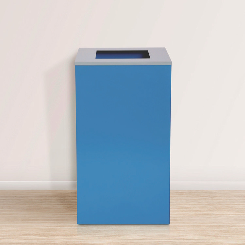 ALPINE INDUSTRIES 4450KITBLUS 29 Gallon Trash/Recycling Cans, Steel, Blue Can with Square Lid