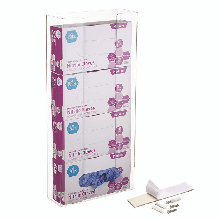 ADIRMED I90204 Acrylic Glove Dispenser, Quad Box Capacity, 10.2 x 3.5 x 21.1, Clear