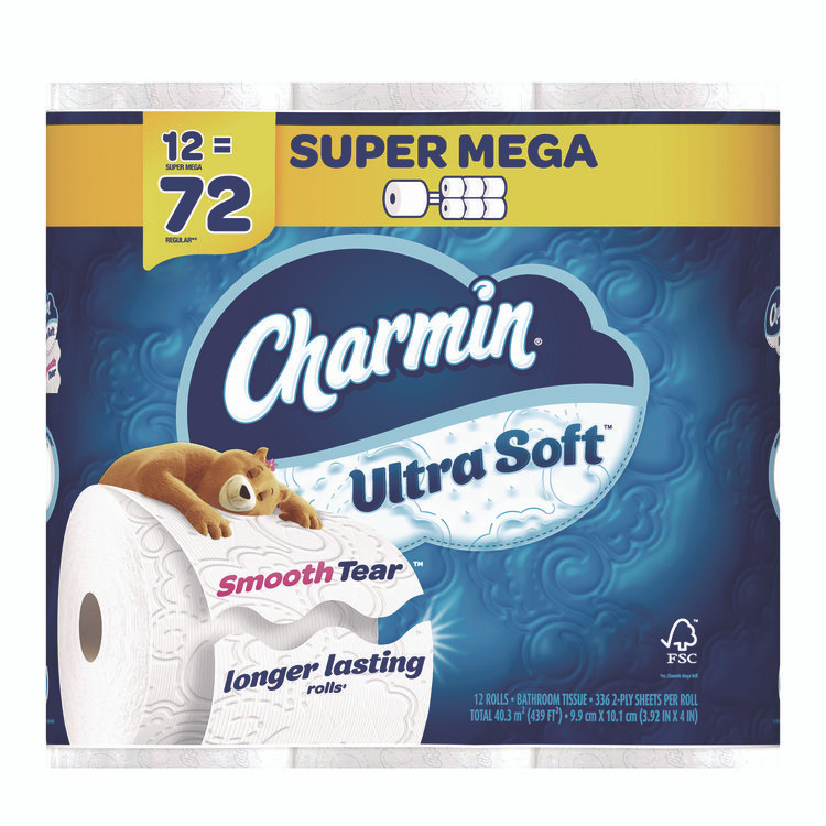 PROCTER & GAMBLE Charmin® 08471 Ultra Soft Bathroom Tissue, Septic Safe, 2-Ply, White, 336 Sheets/Roll, 12 Rolls/Pack