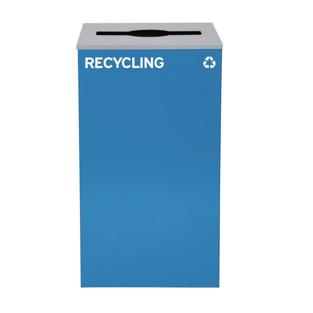 ALPINE INDUSTRIES 4450BLKKIT4 29 Gallon Trash/Recycling Cans, Steel, Blue Recycling with Mixed Lid, Black Trash Can with Square Lid