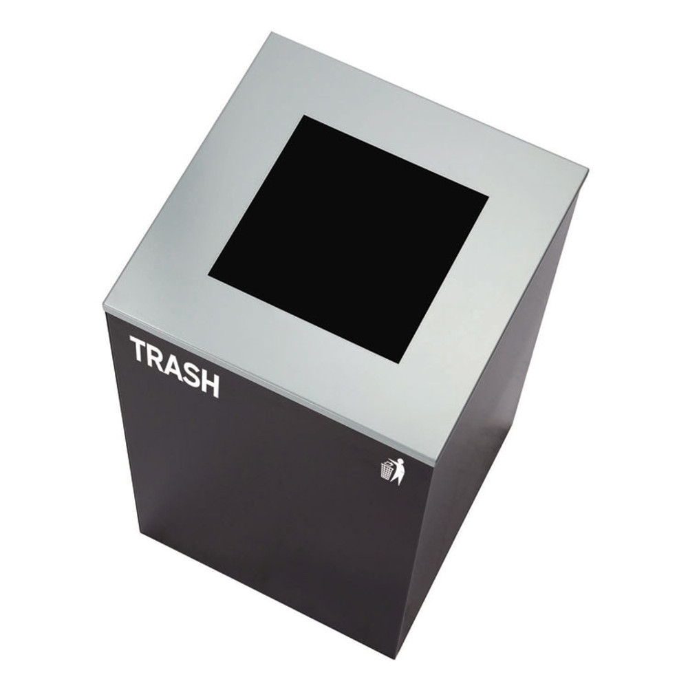 ALPINE INDUSTRIES 4450BLKKIT4 29 Gallon Trash/Recycling Cans, Steel, Blue Recycling with Mixed Lid, Black Trash Can with Square Lid