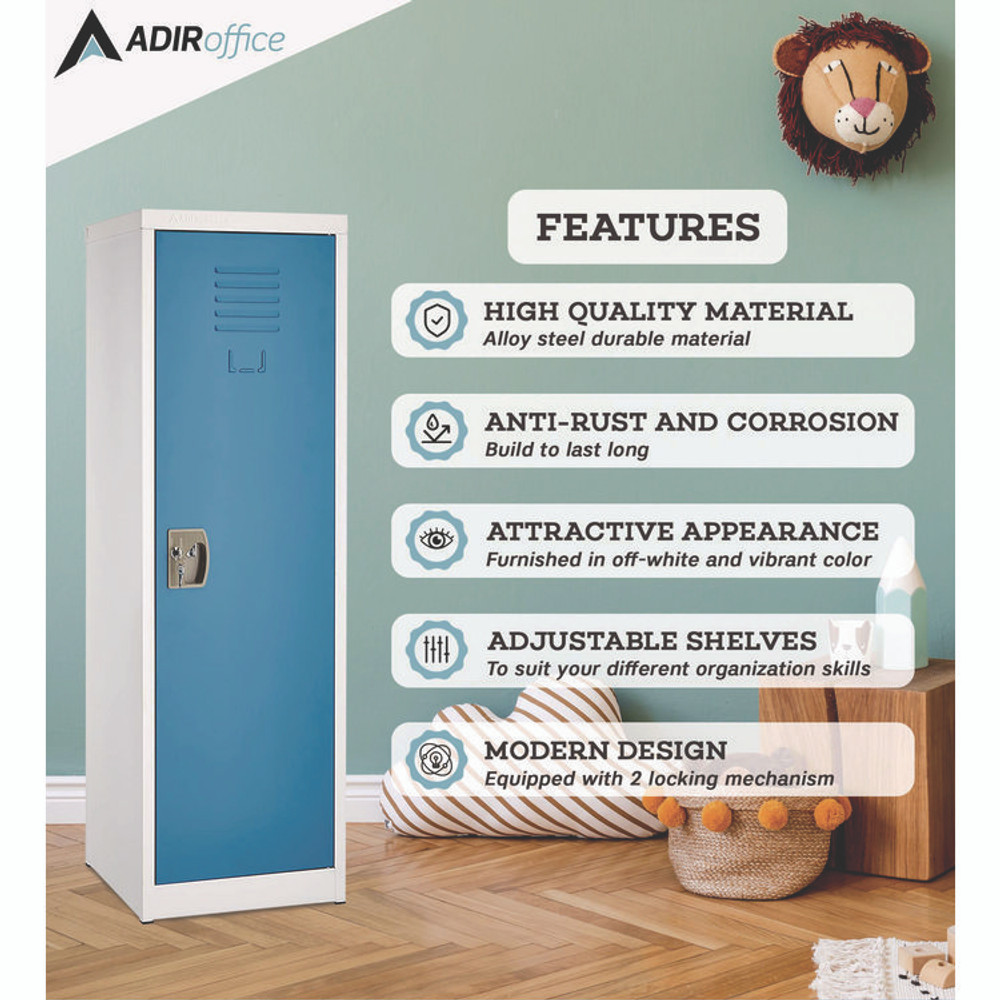 ADIROFFICE I62901BLU Steel Storage Locker, 1 Compartment, 15 x 15 x 48, Blue