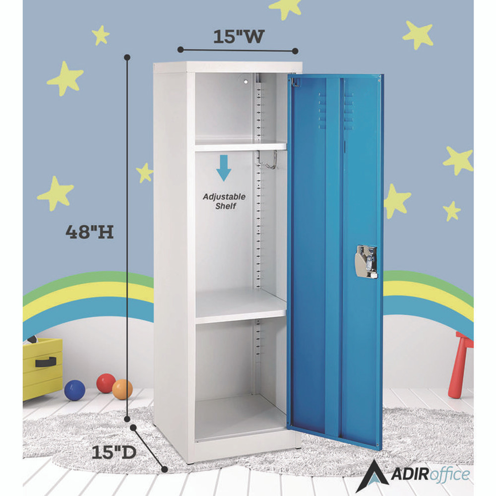 ADIROFFICE I62901BLU Steel Storage Locker, 1 Compartment, 15 x 15 x 48, Blue