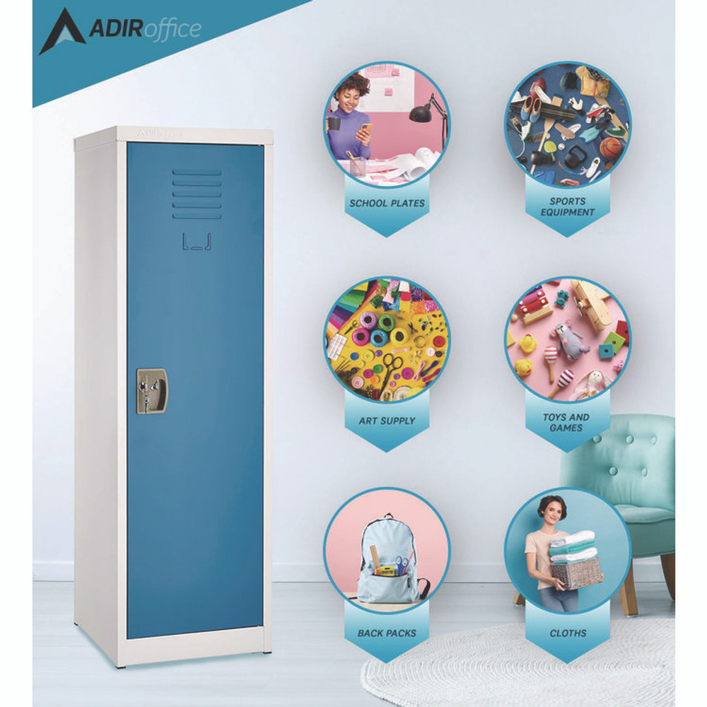 ADIROFFICE I62901BLU Steel Storage Locker, 1 Compartment, 15 x 15 x 48, Blue