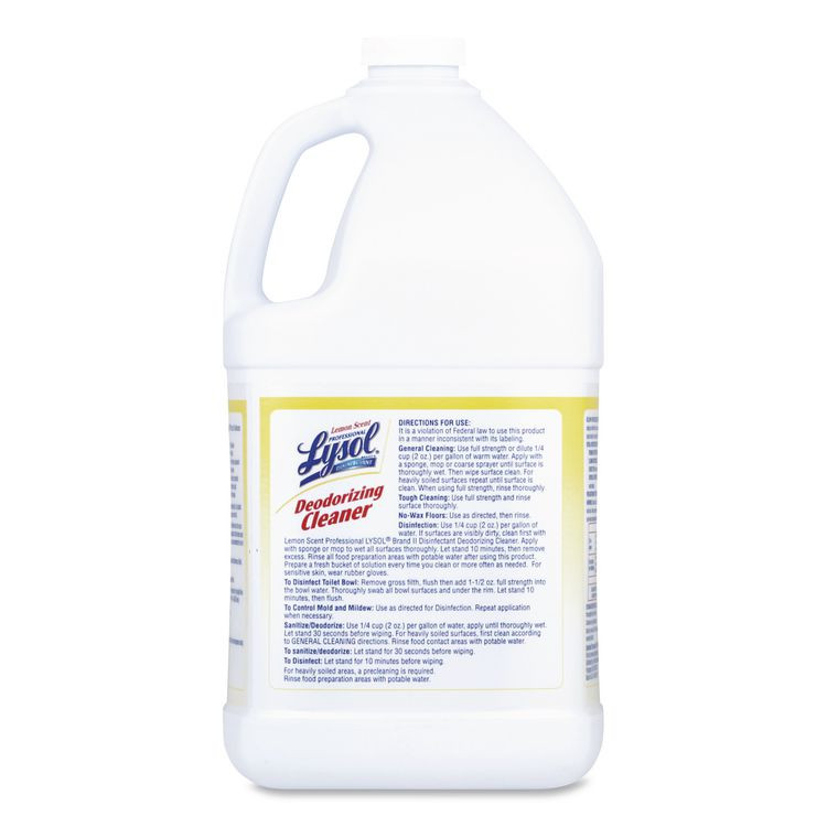 RECKITT BENCKISER Professional LYSOL® Brand 76334 Disinfectant Deodorizing Cleaner Concentrate, 1 gal Bottle, Lemon Scent