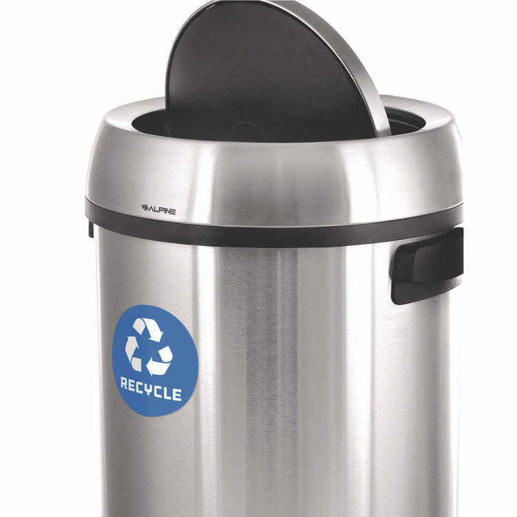 ALPINE INDUSTRIES ALP47065L1R 17 Gallon Stainless Steel Indoor Recycling Receptacle with Swivel Lid