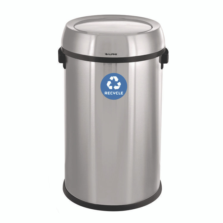 ALPINE INDUSTRIES ALP47065L1R 17 Gallon Stainless Steel Indoor Recycling Receptacle with Swivel Lid