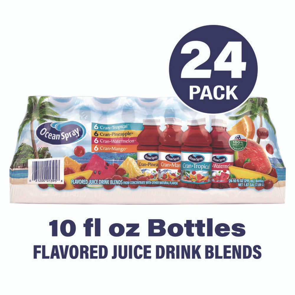 OCEAN SPRAY 22002377 Tropical Variety Pack, Assorted Flavors, 10 oz Bottle, 24/Carton