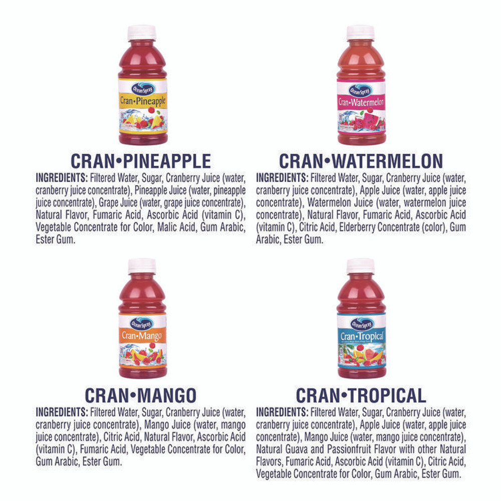 OCEAN SPRAY 22002377 Tropical Variety Pack, Assorted Flavors, 10 oz Bottle, 24/Carton