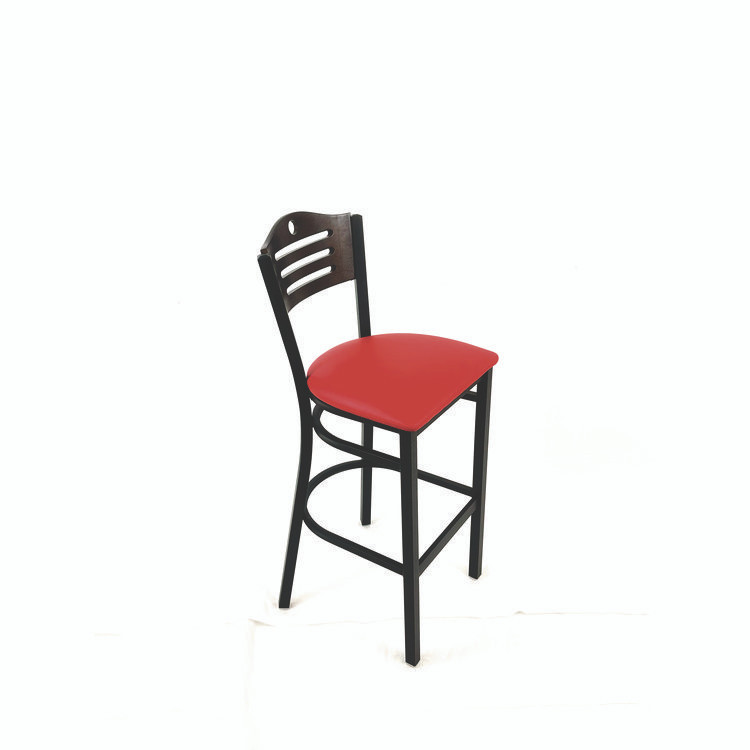 JMC FURNITURE EBBVREDC Eagle Series Barstool, Supports Up to 300 lb, 28.5" Seat Height, Red Seat, Dark Walnut Back, Black Base