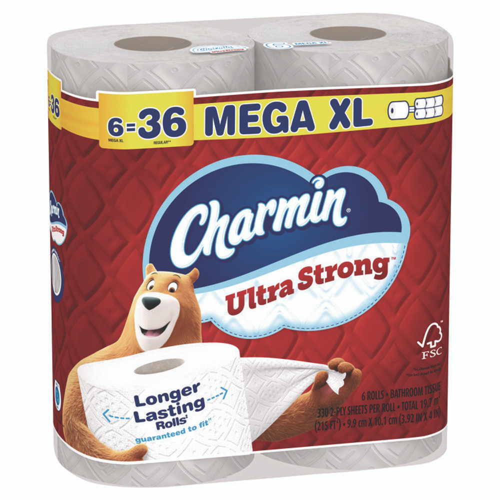 PROCTER & GAMBLE Charmin® 13449 Ultra Strong Bathroom Tissue, Septic Safe, 2-Ply, White, 330 Sheets/Roll, 6 Rolls/Pack, 3 Packs/Carton
