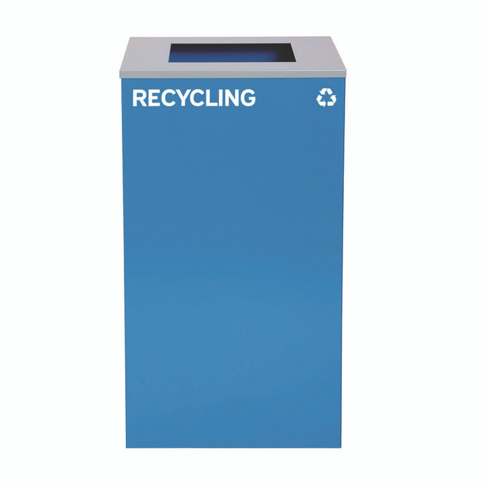 ALPINE INDUSTRIES 4450BLKKIT14 29 Gallon Trash/Recycling Cans, Steel, Blue Recycling Can, Green Compost Can, Black Trash Can with Square Lids