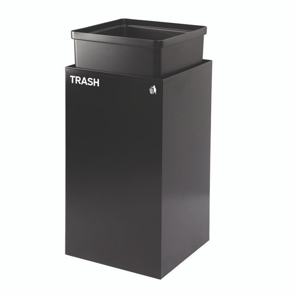 ALPINE INDUSTRIES 4450BLKKIT14 29 Gallon Trash/Recycling Cans, Steel, Blue Recycling Can, Green Compost Can, Black Trash Can with Square Lids