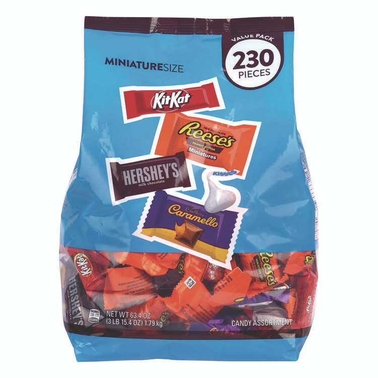 THE HERSHEY COMPANY Hershey®'s 22002450 Assorted Minis Value Pack, Assorted Chocolates, 63.4 oz Bag, 230 Pieces