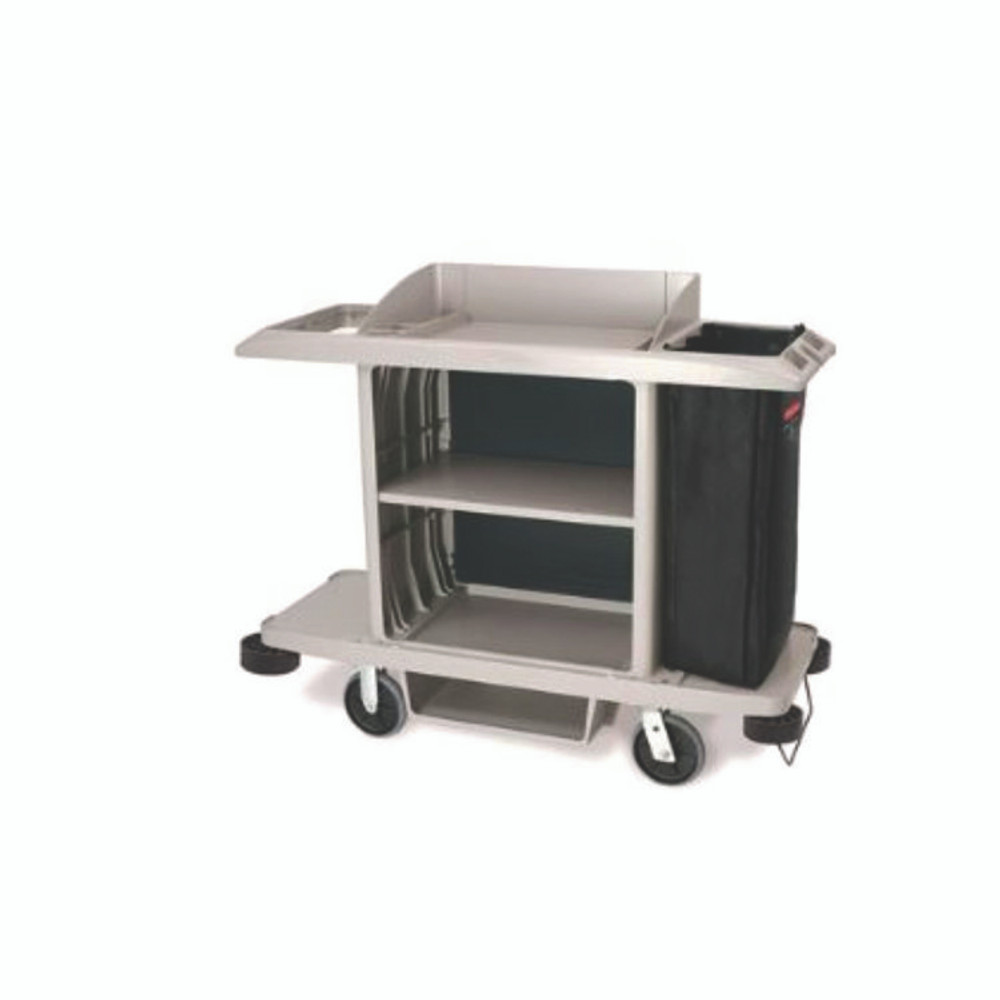 RUBBERMAID COMMERCIAL PROD. FG6189L50000 8" Swivel Caster with Brake for Housekeeping Cart, Mount Plate Stem, 8" Wheel, B/Silver, Set