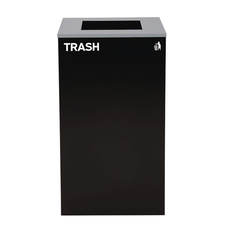 ALPINE INDUSTRIES 4450BLKKIT11 29 Gallon Trash/Recycling Cans, Steel, Green Mixed Recycling Can with Mixed Lid, Black Trash Can with Square Lid