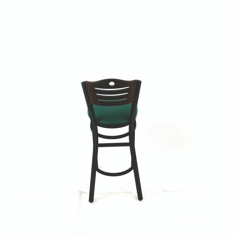 JMC FURNITURE EBBVGRNC Eagle Series Barstool, Supports Up to 300 lb, 28.5" Seat Height, Green Seat, Dark Walnut Back, Black Base