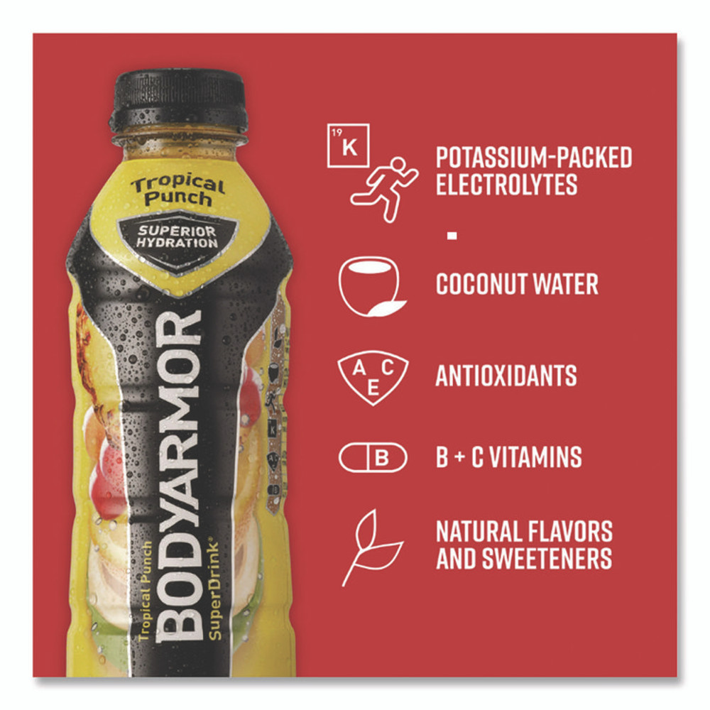 COCA-COLA BodyArmor 10000814 SuperDrink Sports Drink, Tropical Punch, 16 oz Bottle, 12/Pack