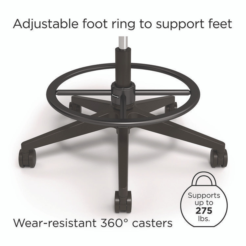 ALERA KP46BME17 Alera Kempton Fabric Mesh Task Stool, Supports Up to 275 lb, 26.57 to 33.62 Seat Height, Black Seat, Black Back, Black Base