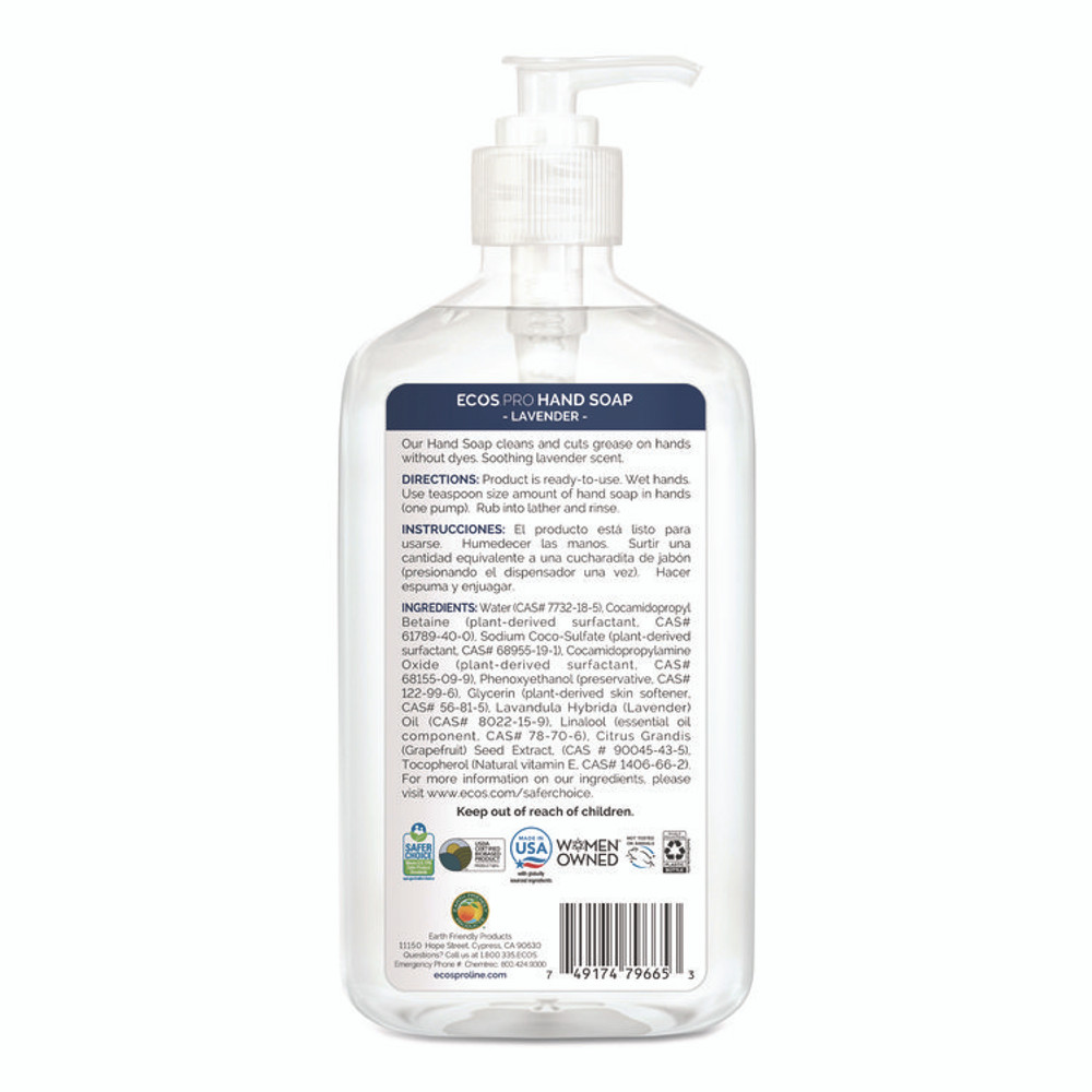 EARTH FRIENDLY PRODUCTS ECOS® PL96656EA Liquid Hand Soap, Lavender Scent, 17 oz